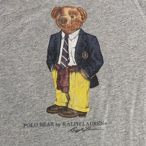 Ralph Lauren Gray Tee with Polo Bear Graphic